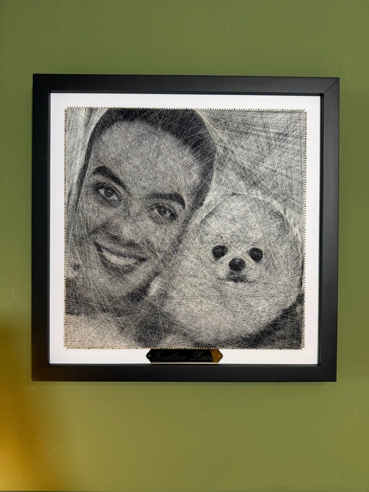 Framed thread portrait