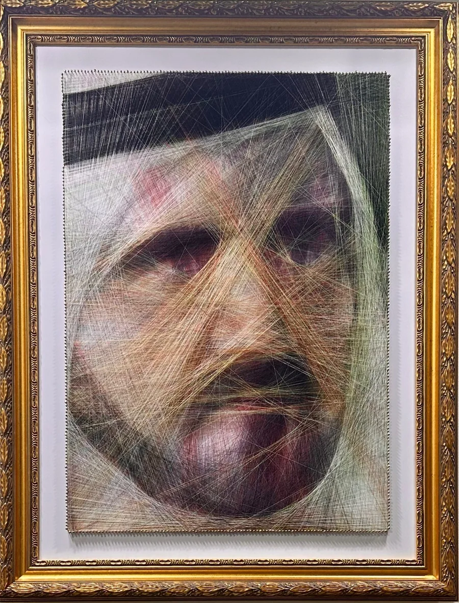 Colored thread portrait of HH Sheikh Mohammed bin Rashid Al Maktoum