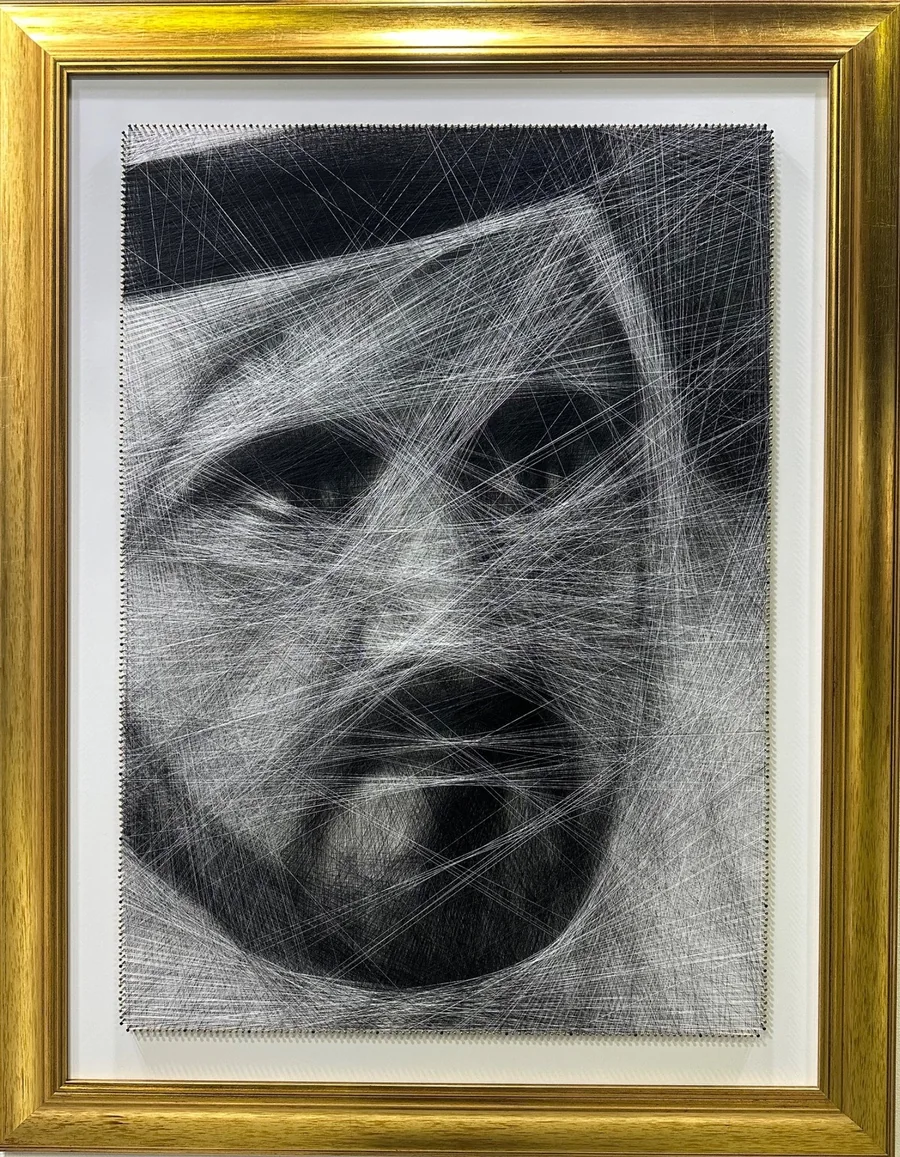 Black and white thread portrait of HH Sheikh Mohammed bin Rashid Al Maktoum