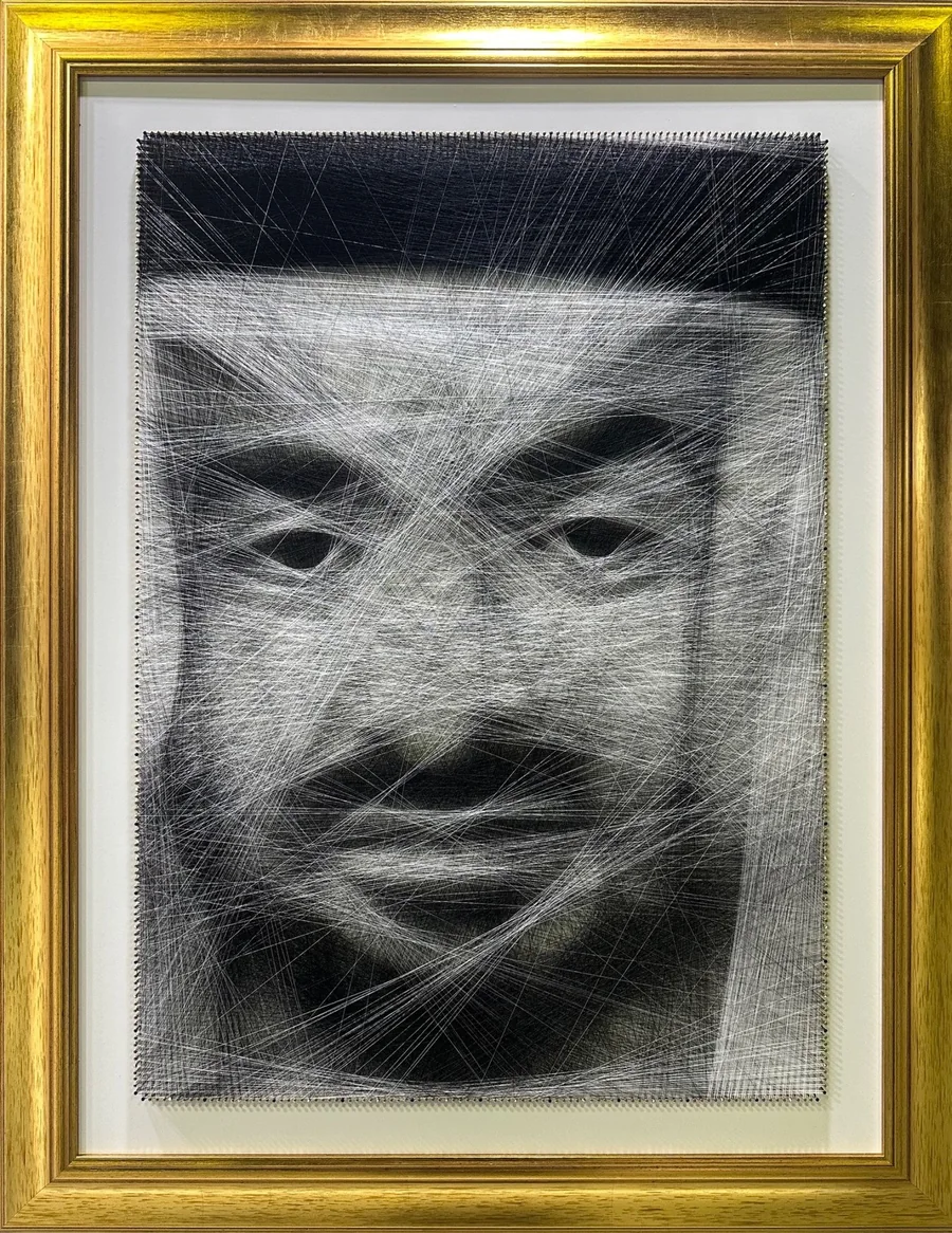 Thread portrait of HH Sheikh Mohamed bin Zayed Al Nahyan